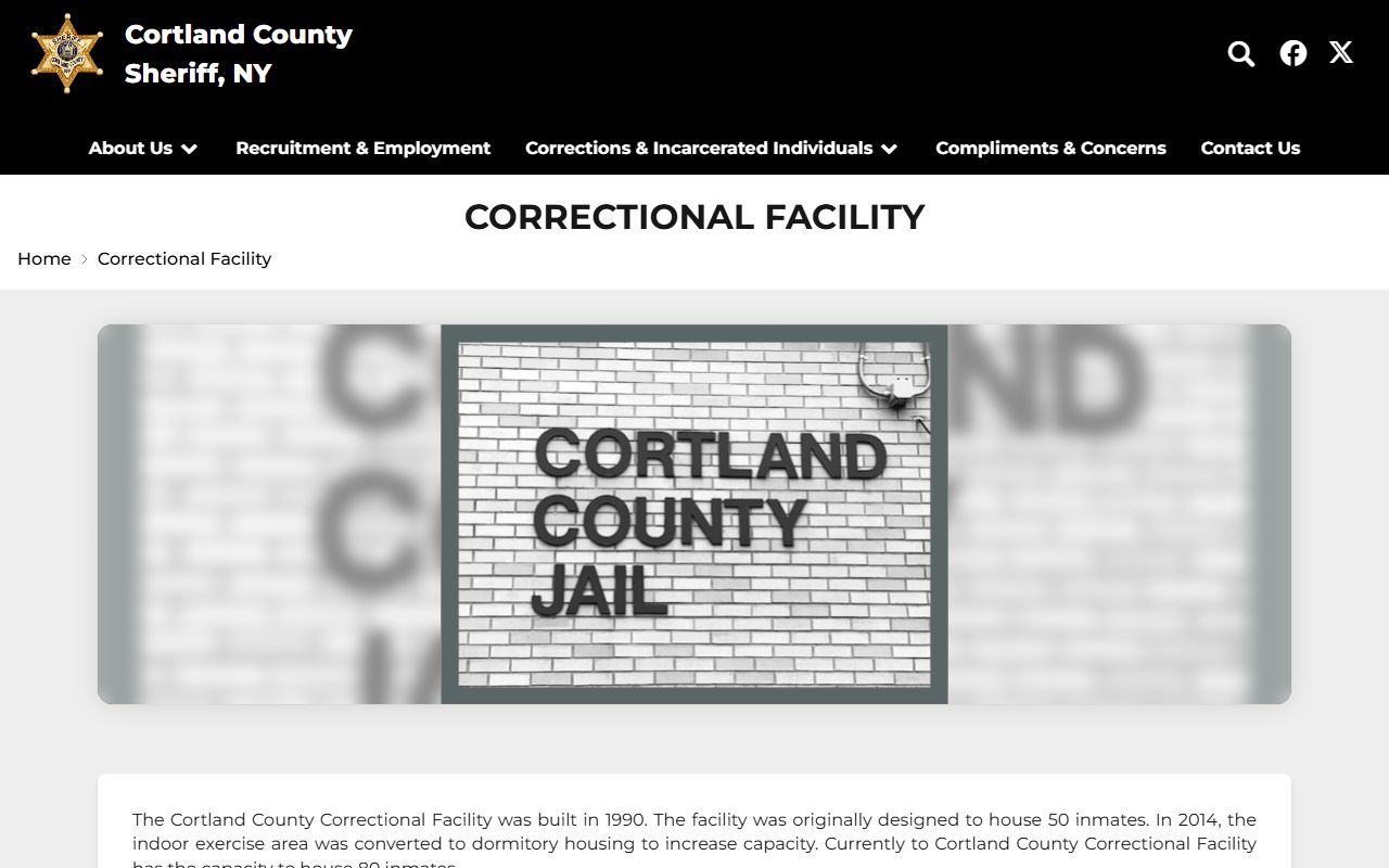 Cortland County Jail correctional facility inmate lookup